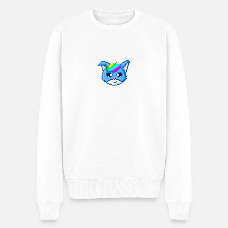 Pixelart Blue fox - Pull Premium bio Homme - blanc