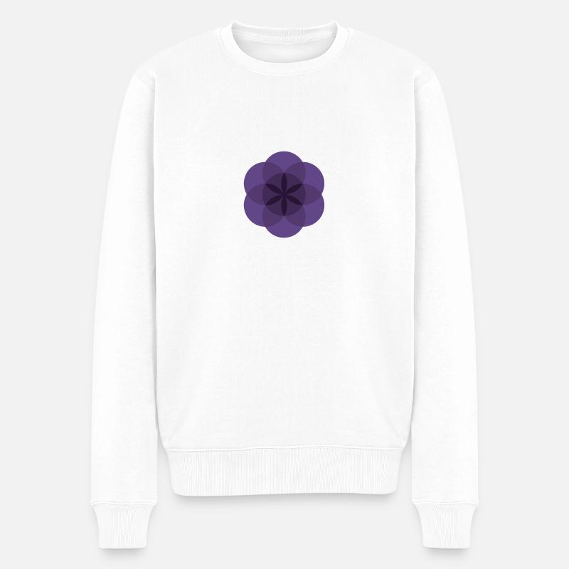 violette Lebensblume - Männer Premium Bio Pullover - Weiß