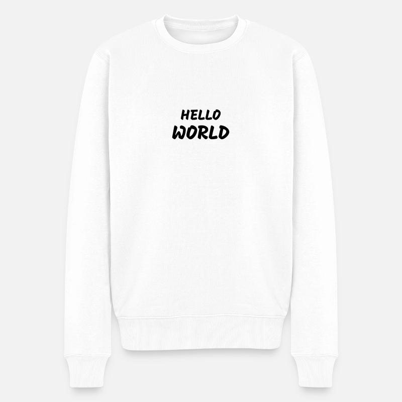 HELLO WORLD - Männer Premium Bio Pullover - Weiß