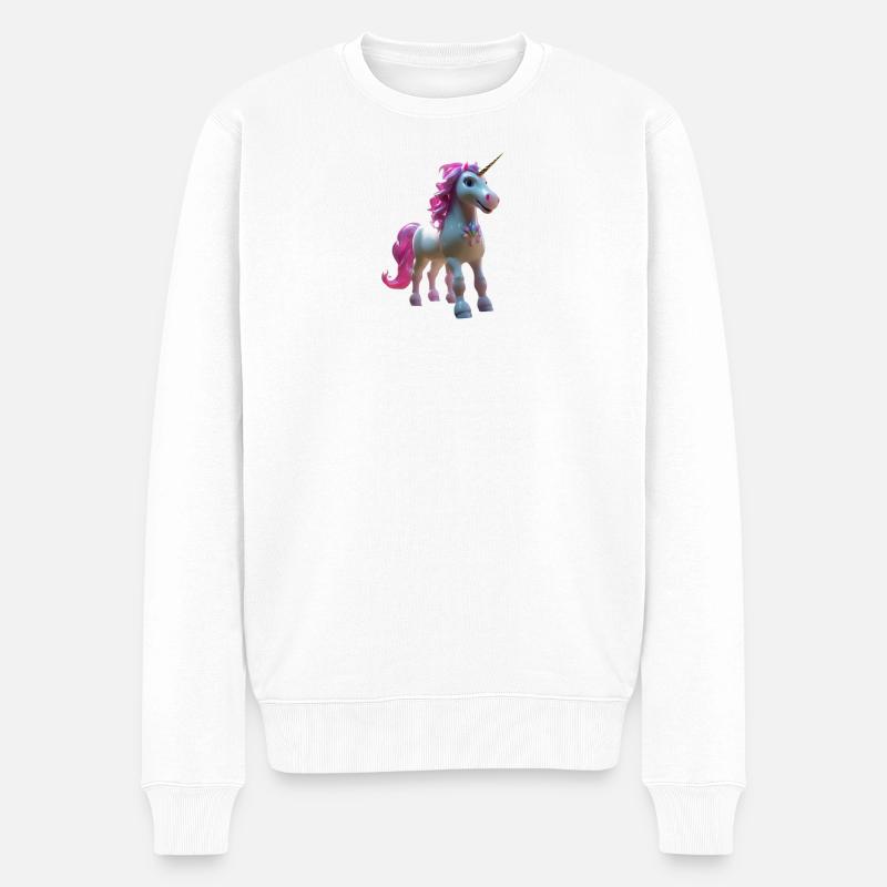 Pastell-Einhornblüte - Männer Premium Bio Pullover - Weiß