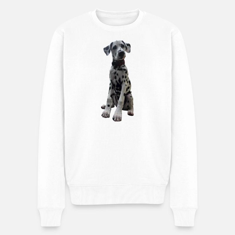 Contraste de motif de chiot dalmatien - Pull Premium bio Homme - blanc