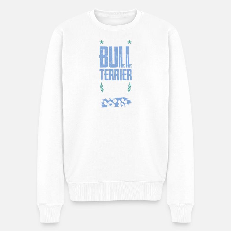 bull terrier hunde papa - Männer Premium Bio Pullover - Weiß