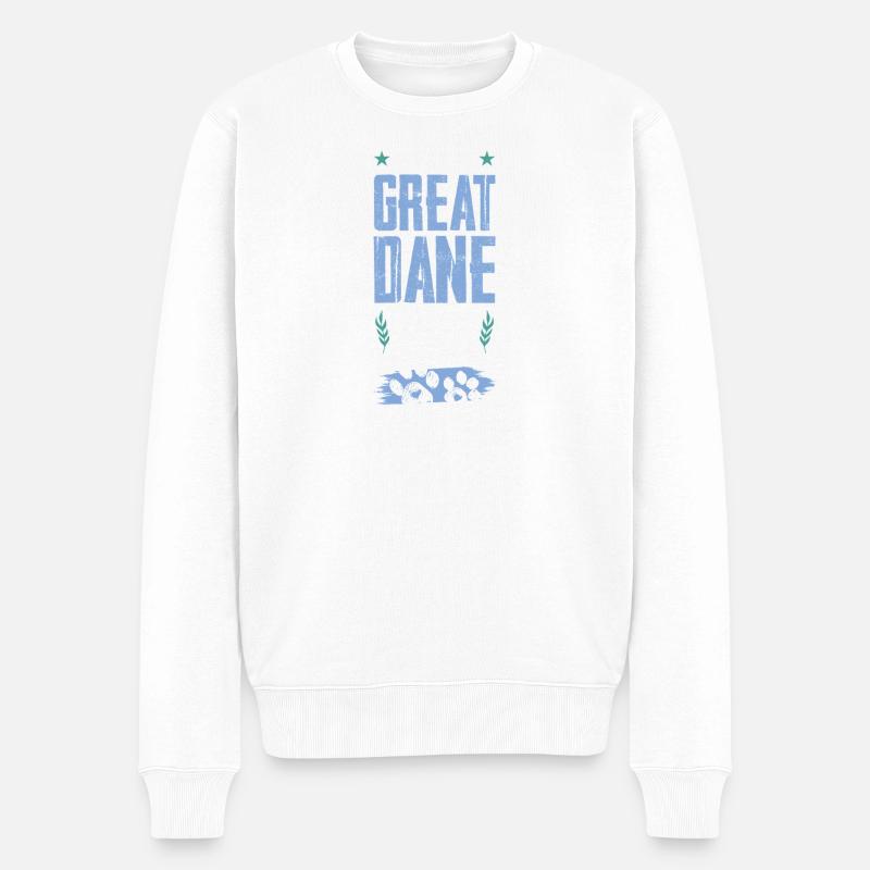 great dane hunde papa - Männer Premium Bio Pullover - Weiß