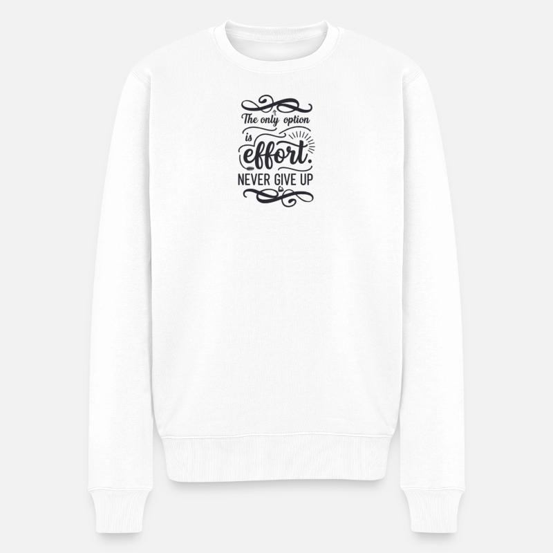 Never Give uP - Pull Premium bio Homme - blanc