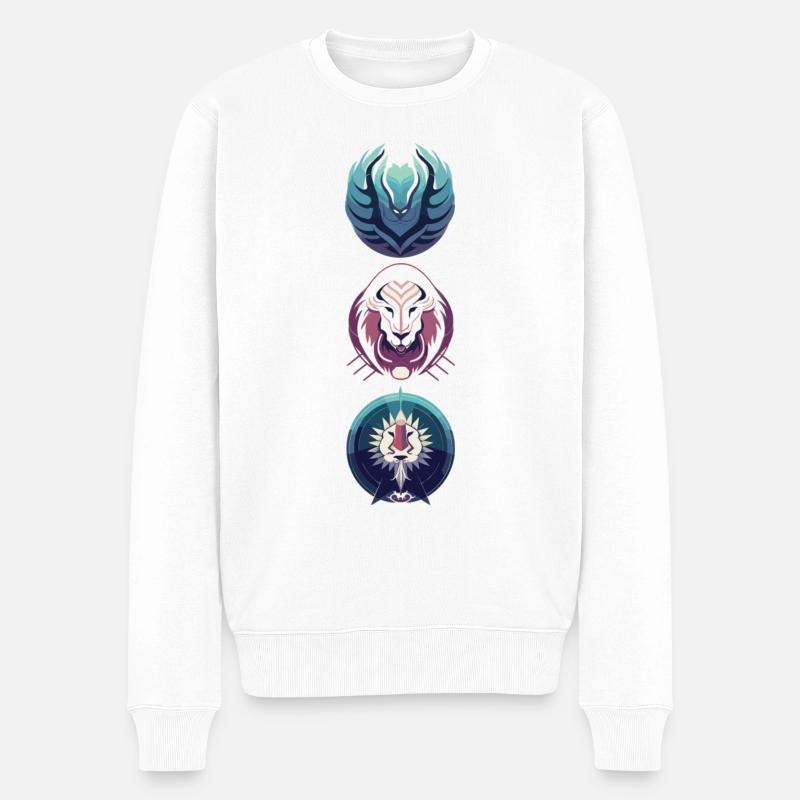 Zeichen Fabelwesen - Männer Premium Bio Pullover - Weiß