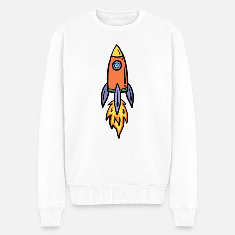 Rakete - Männer Premium Bio Pullover - Weiß