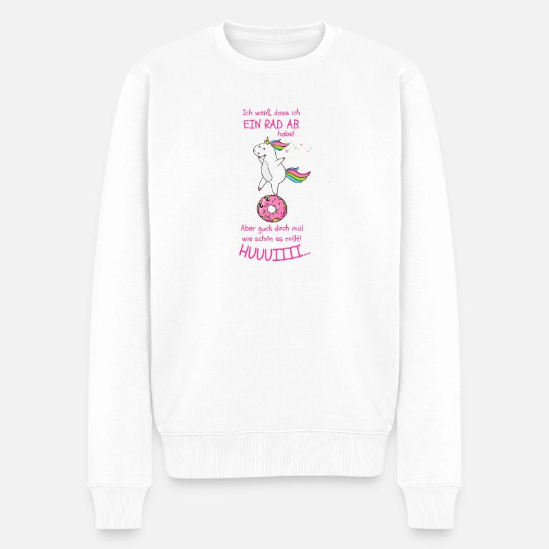 Einhorn T-Shirt Geschenk Idee Lustig Geburtstag - Männer Premium Bio Pullover - Weiß