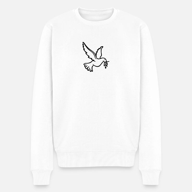 Friedliche Taube Friedenstaube Vogel Tier - Männer Premium Bio Pullover - Weiß