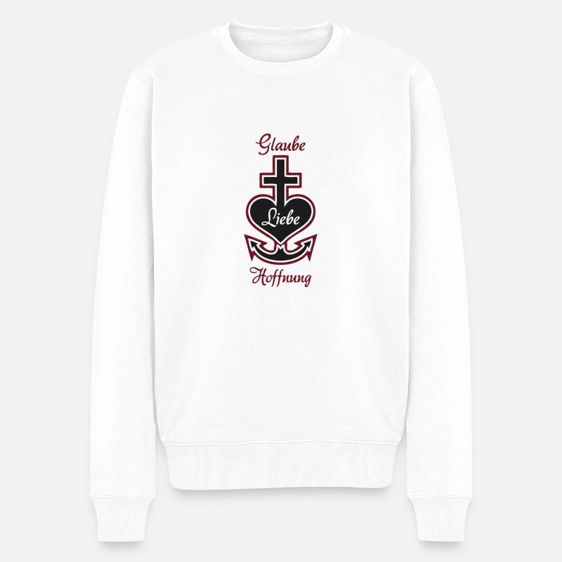 Glaube Liebe Hoffnung - Männer Premium Bio Pullover - Weiß