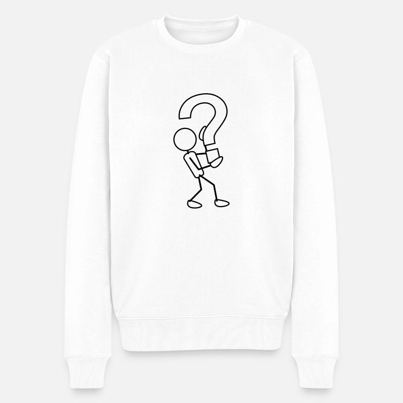 greyman_with_a_big_query_1c - Männer Premium Bio Pullover - Weiß