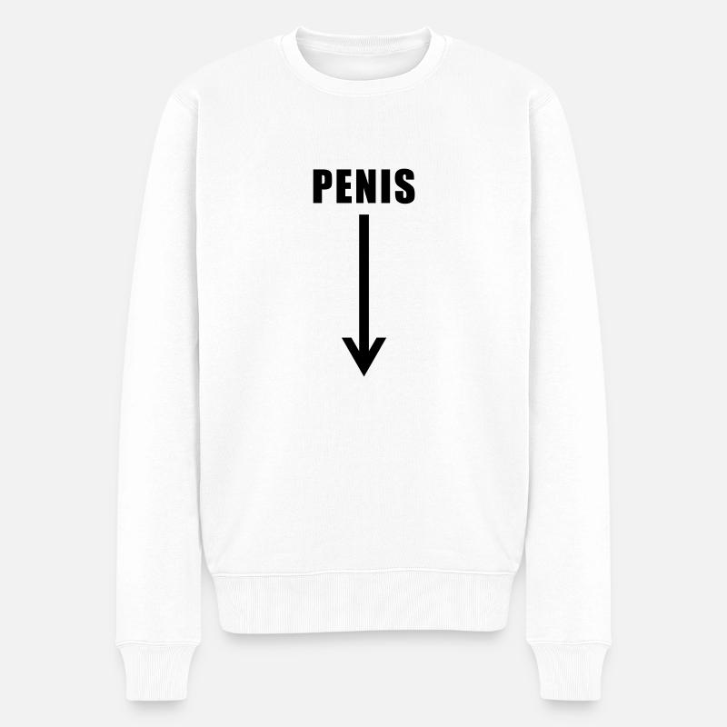 penis down there - Männer Premium Bio Pullover - Weiß