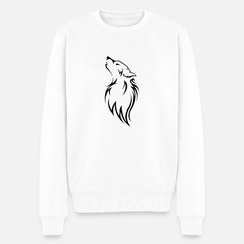 wolf_tribal - Männer Premium Bio Pullover - Weiß