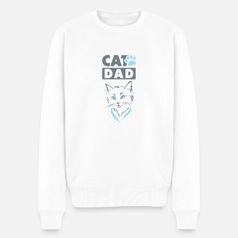 Cat DAD Design - Männer Premium Bio Pullover - Weiß