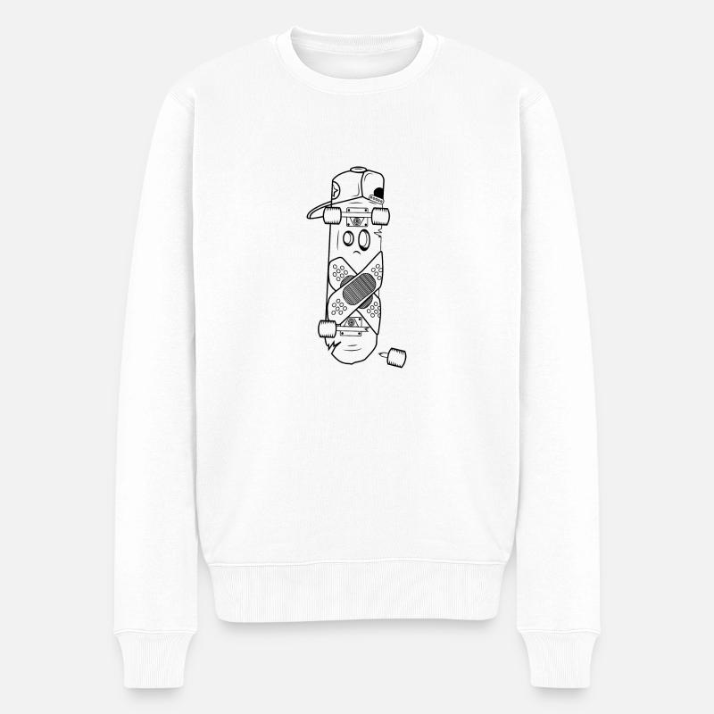 Sk8etittude Planche à roulettes brisé - Pull Premium bio Homme - blanc