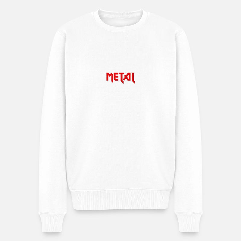 rotes Metalllogo - Männer Premium Bio Pullover - Weiß