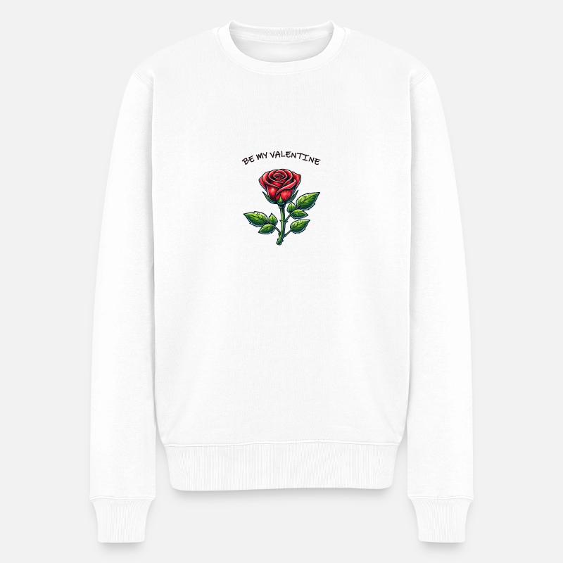 Rose Saint-Valentin - Pull Premium bio Homme - blanc