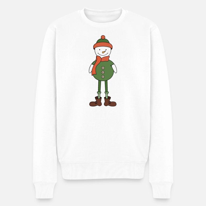 Cooler Schneemann - Männer Premium Bio Pullover - Weiß