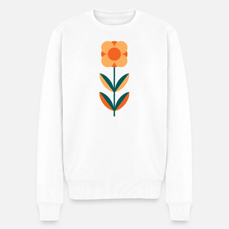 Minimalistisches Sommer-Mohnblüten-Design - Männer Premium Bio Pullover - Weiß