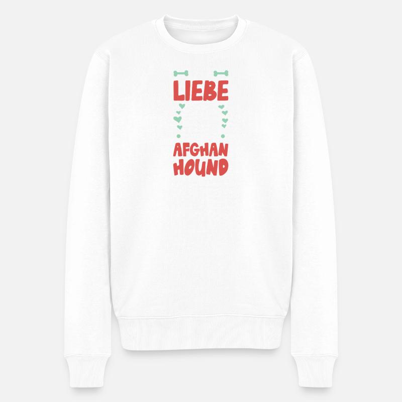 Ich liebe Afghanischer Windhund - Männer Premium Bio Pullover - Weiß