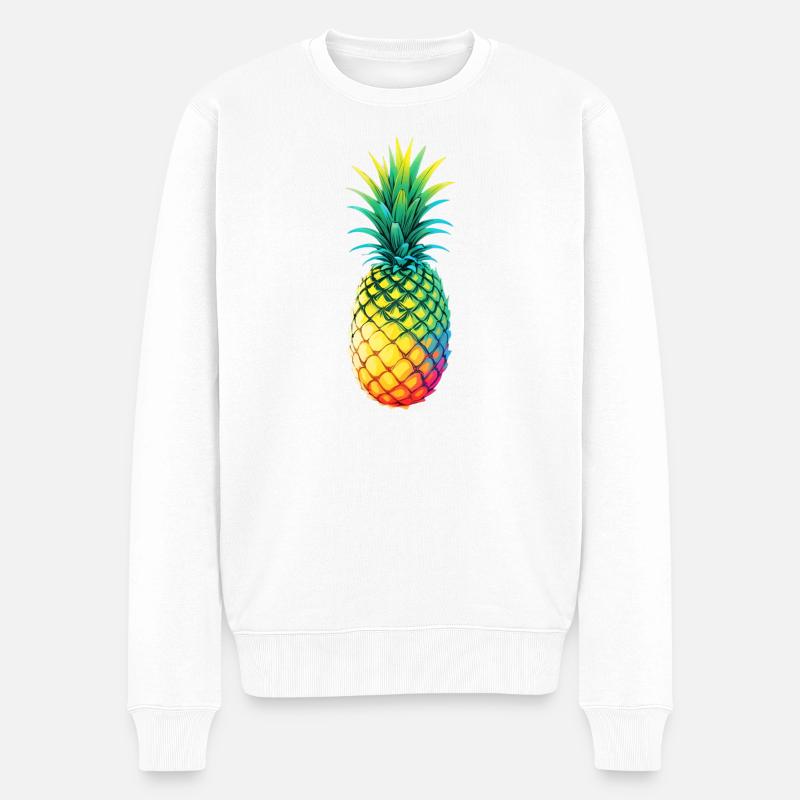 Illustration d’ananas arc-en-ciel - Pull Premium bio Homme - blanc