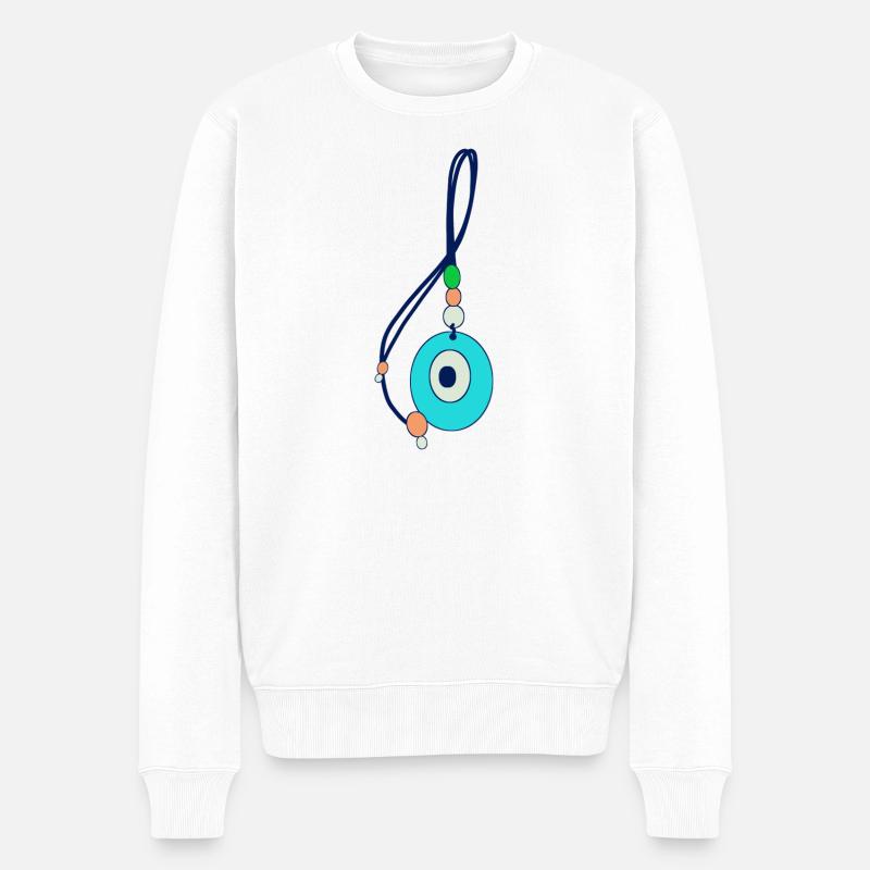 Nazar-Amulett böse Blicke - Männer Premium Bio Pullover - Weiß