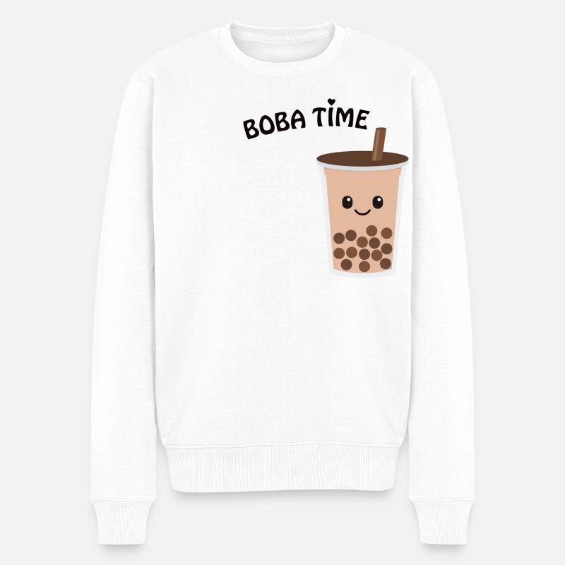 boba bubble tea geschenk geschenkidee milktee - Männer Premium Bio Pullover - Weiß
