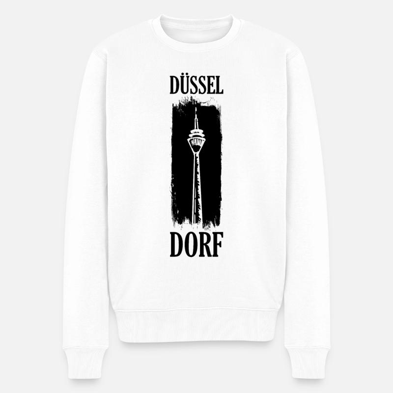 Düsseldorf Fernsehturm Skyline Deutschland Germany - Männer Premium Bio Pullover - Weiß