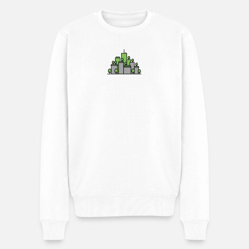 Grüne Stadtsilhouette Vektor - Männer Premium Bio Pullover - Weiß