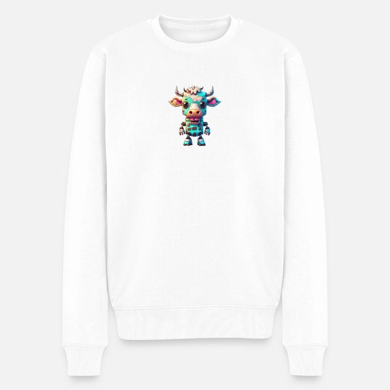 Vache robot - Pull Premium bio Homme - blanc
