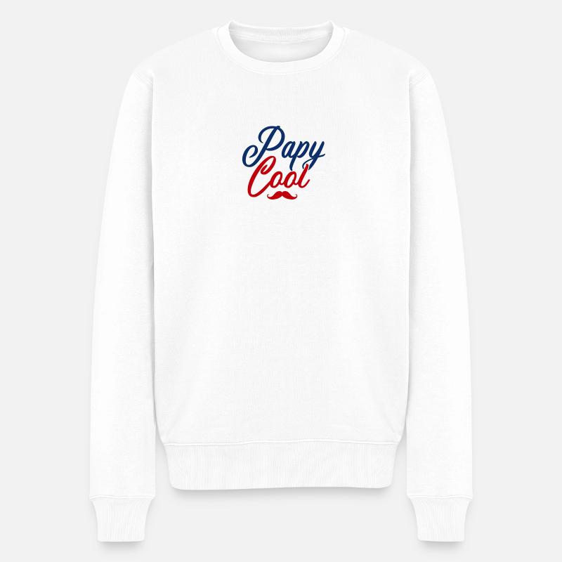 Papy cool moustache - Pull Premium bio Homme - blanc