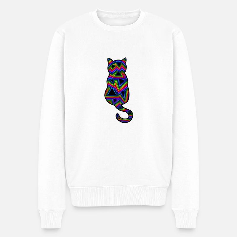 Psychedelische Katze - Männer Premium Bio Pullover - Weiß