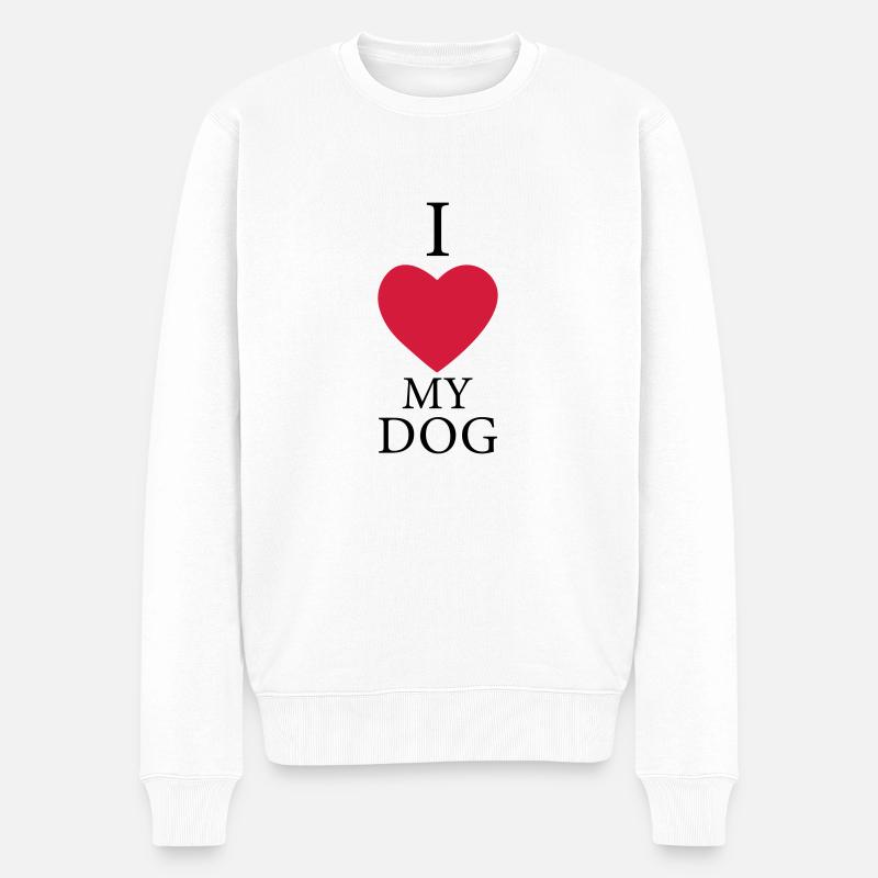 i love my dog - Männer Premium Bio Pullover - Weiß