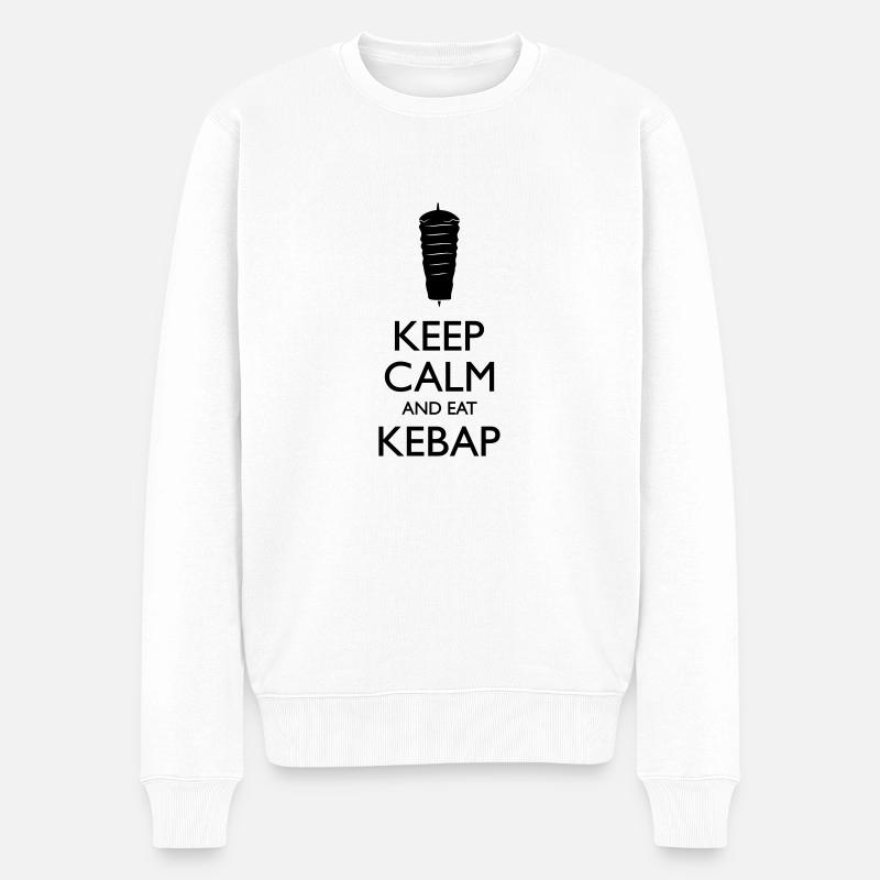 Keep calm and Eat Kebap - Männer Premium Bio Pullover - Weiß