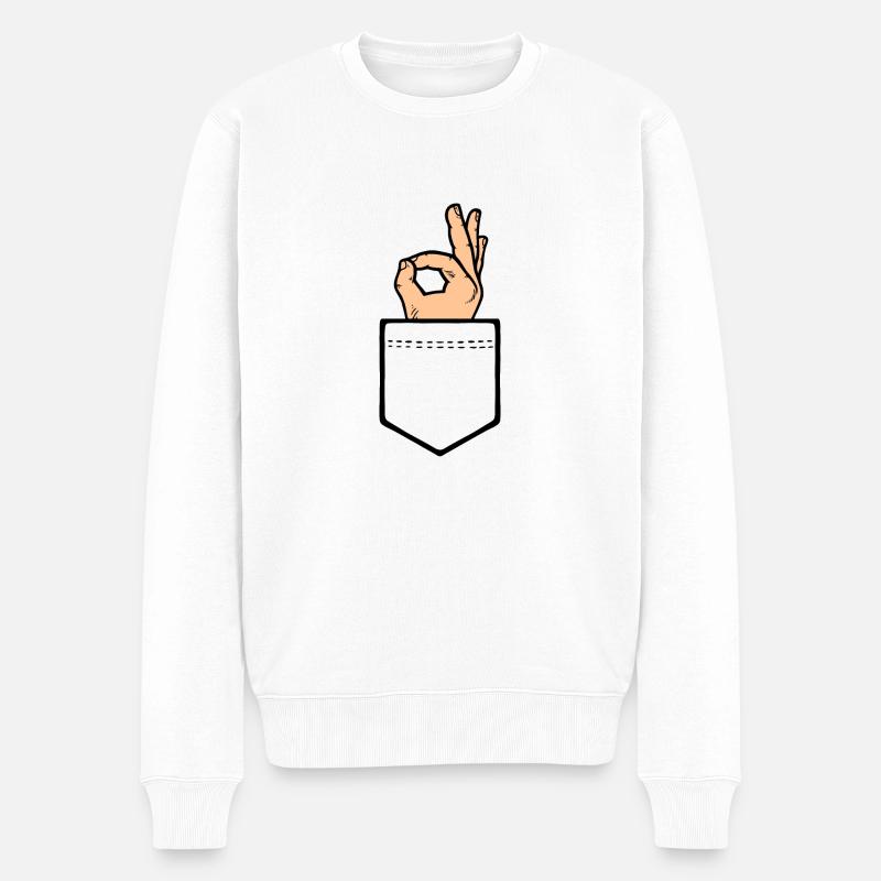 Poche ok main - Pull Premium bio Homme - blanc