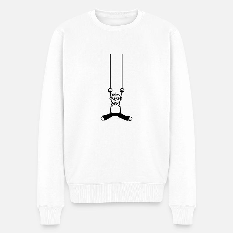 Kunstturner an Ringen - Männer Premium Bio Pullover - Weiß