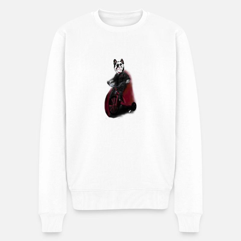 Bulldog Dreirad - Männer Premium Bio Pullover - Weiß