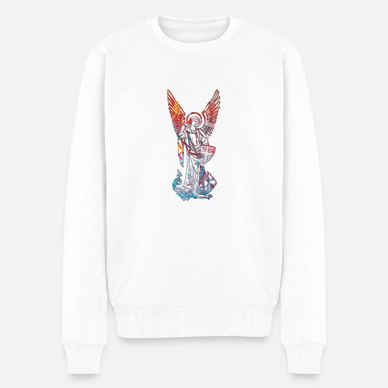 Michael Archangel - Männer Premium Bio Pullover - Weiß