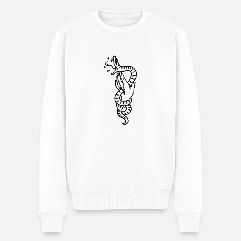 Schlange - Männer Premium Bio Pullover - Weiß