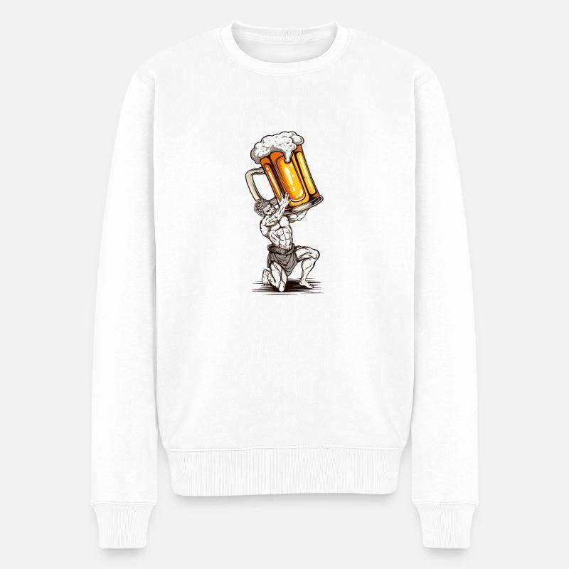 Bier-Statue - Männer Premium Bio Pullover - Weiß