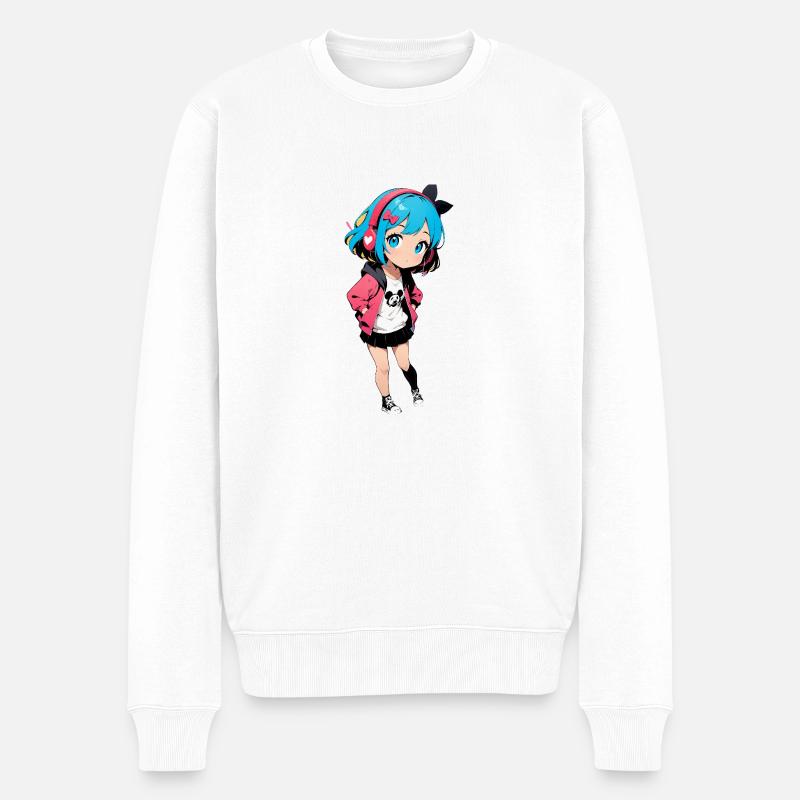 Streetart Mädchen 23242 - Männer Premium Bio Pullover - Weiß