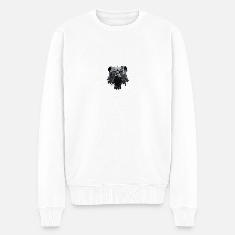 Leg dich nicht mit mir an! - Männer Premium Bio Pullover - Weiß