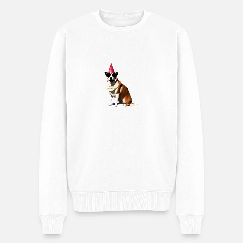 happy birthday dog - Männer Premium Bio Pullover - Weiß