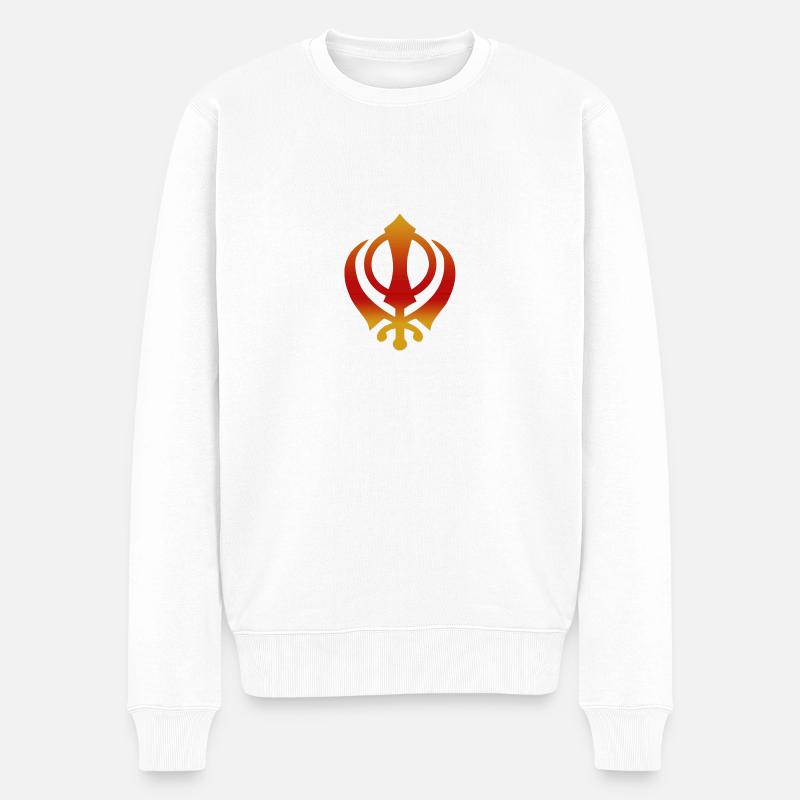 Khanda - Gold Red Mix - Männer Premium Bio Pullover - Weiß