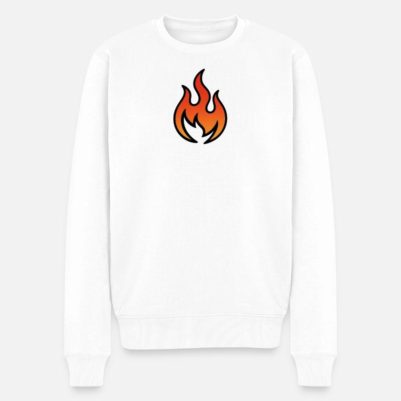 Flamme Feurig Farbverlauf Warm - Männer Premium Bio Pullover - Weiß