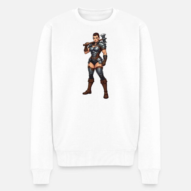 Krieger in Stahl und Leder - Männer Premium Bio Pullover - Weiß