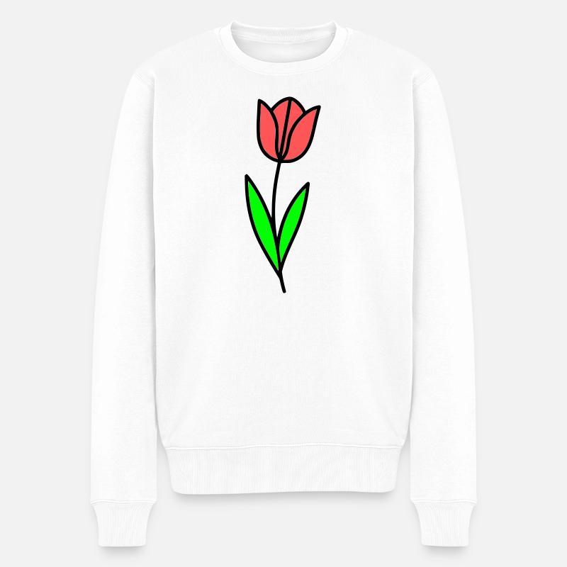 Tulpe Blume Blüte Comic - Männer Premium Bio Pullover - Weiß