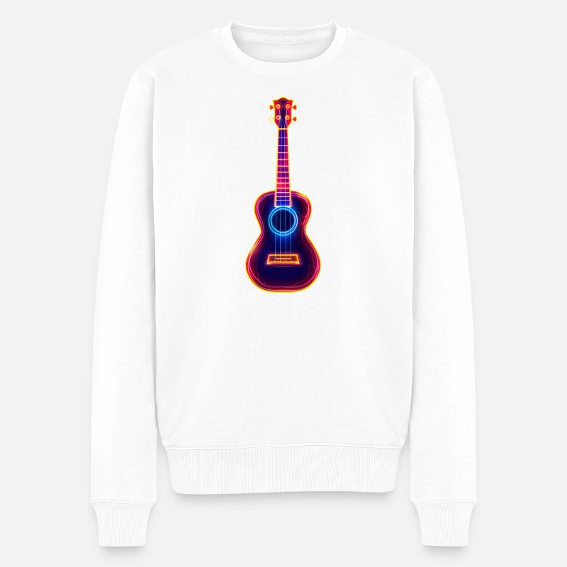 Ukulélé Synthwave rétro - Pull Premium bio Homme - blanc