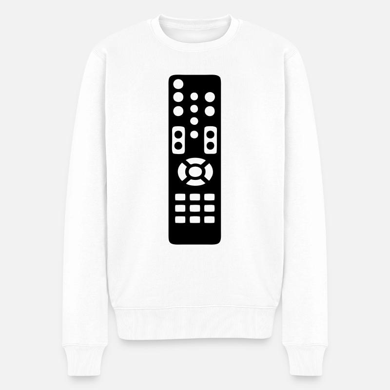 telecommande 0 - Pull Premium bio Homme - blanc