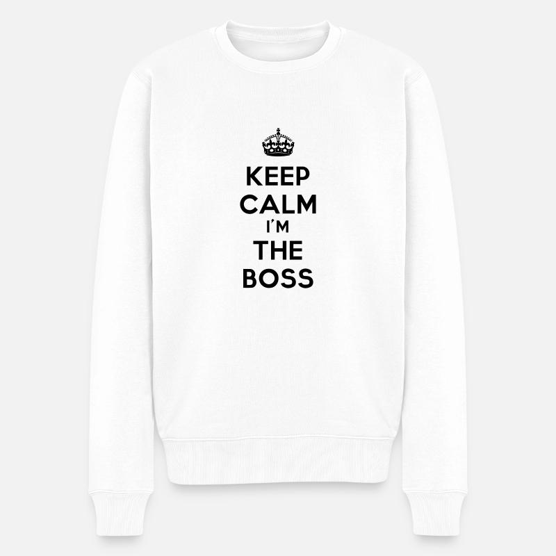 keep calm I'm the boss - Männer Premium Bio Pullover - Weiß
