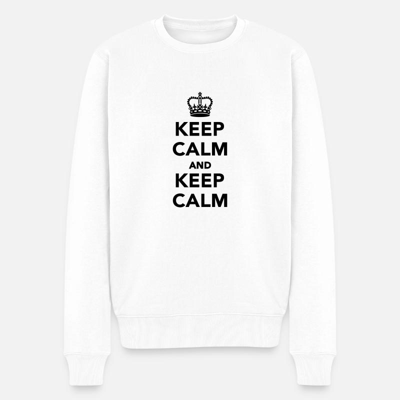 Keep calm and Keep calm - Pull Premium bio Homme - blanc